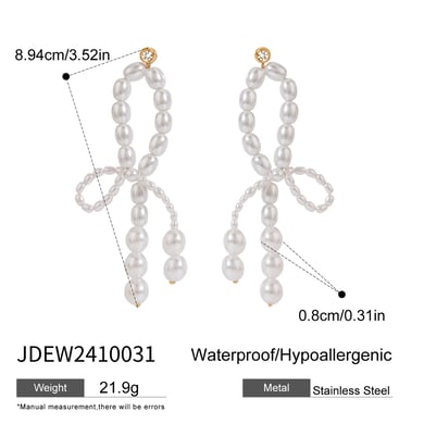 1 Pair Luxurious Series Elegant line Stainless Steel 18K Gold Plated Artificial Pearl Women Drop Earrings h5 Picture2