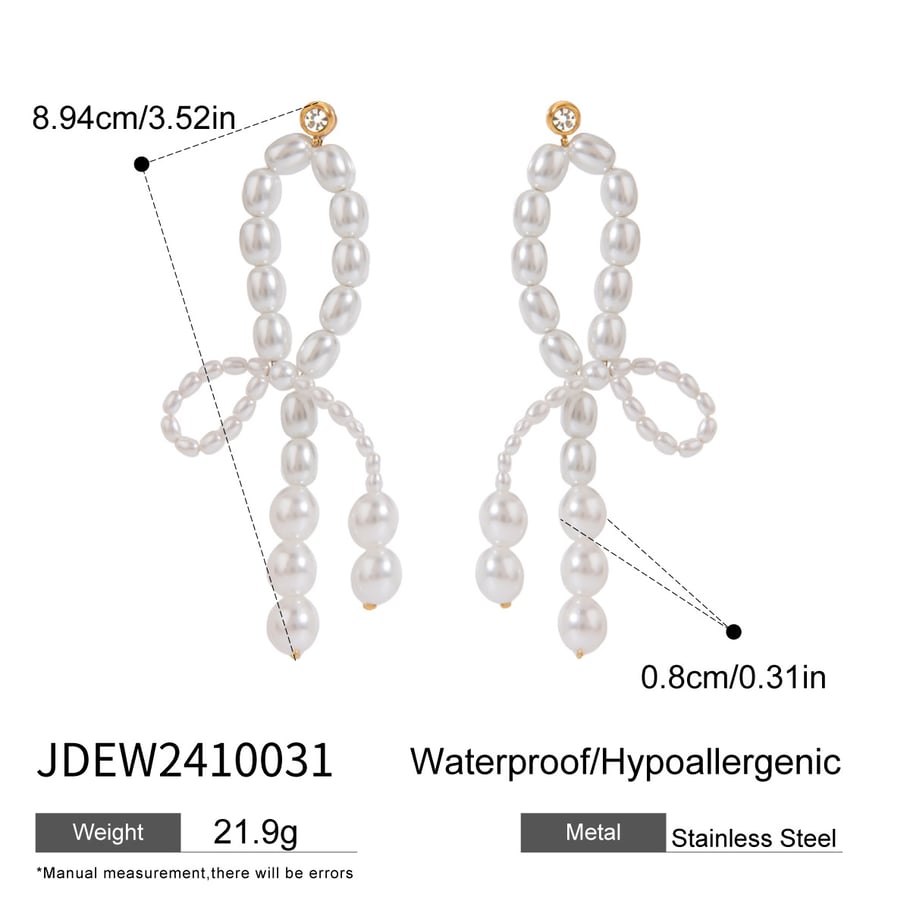1 Pair Luxurious Series Elegant line Stainless Steel 18K Gold Plated Artificial Pearl Women Drop Earrings Picture2