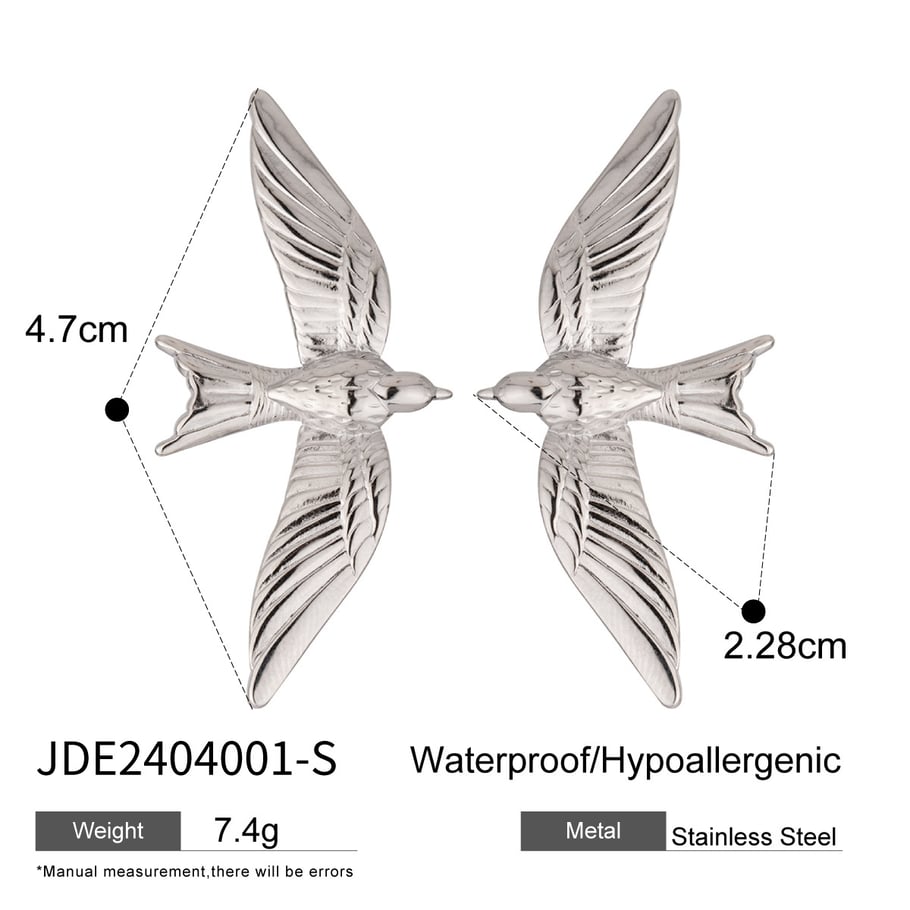 1 Pair Classic Series Elegant bird Stainless Steel 18K Gold Plated Women Stud Earrings Picture2