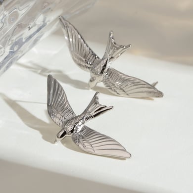 1 Pair Classic Series Elegant bird Stainless Steel 18K Gold Plated Women Stud Earrings h5 