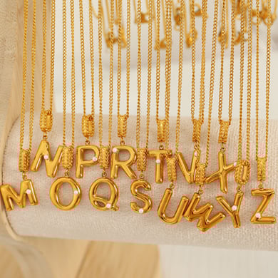 1 Piece Simple Series Casual Letter Stainless Steel 18K Gold Plated Glass Women Pendant Necklaces h5 Picture2