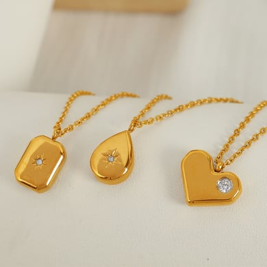 1 Piece Simple Series Retro Heart Stainless Steel 18K Gold Plated Zircon Women Pendant Necklaces h5 Picture2