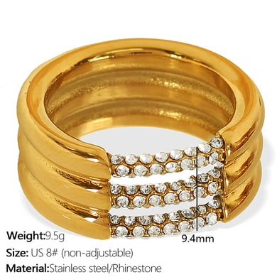 1 pair simple series simple geometric stainless steel  gold plated rhinestone women single rings h5 Picture2