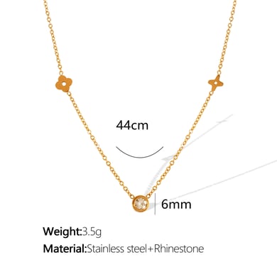 1 Stück Simple Series Simple Sonne/Mond Edelstahl 18 Karat vergoldet Strass Damen Halsketten mit Anhänger h5 Bild2