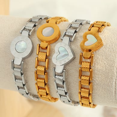 1 Piece Simple Series Retro Heart Stainless Steel 18K Gold Plated Shell Women Charm Bracelets h5 Picture2