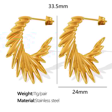 1 Pair Simple Series Retro Geometric Stainless Steel 18K Gold Plated Women Hoop Earrings h5 Picture2