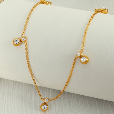 1 Piece Simple Series Simple Geometric Stainless Steel 18K Gold Plated Rhinestone Women Pendant Necklaces h5 
