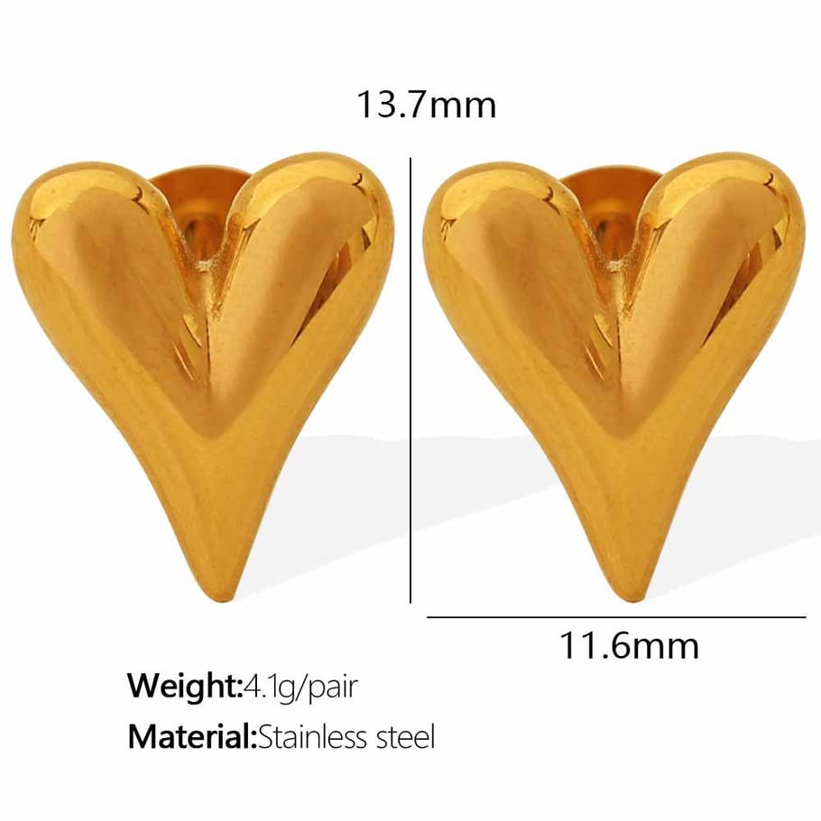 1 Pair Simple Series Simple Heart Stainless Steel 18K Gold Plated Women Stud Earrings Picture2