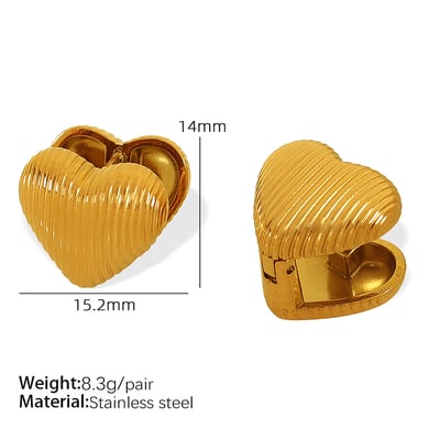 1 Paar Simple Series Simple Heart Edelstahl 18 Karat vergoldet Damen Ohrclips h5 Bild2