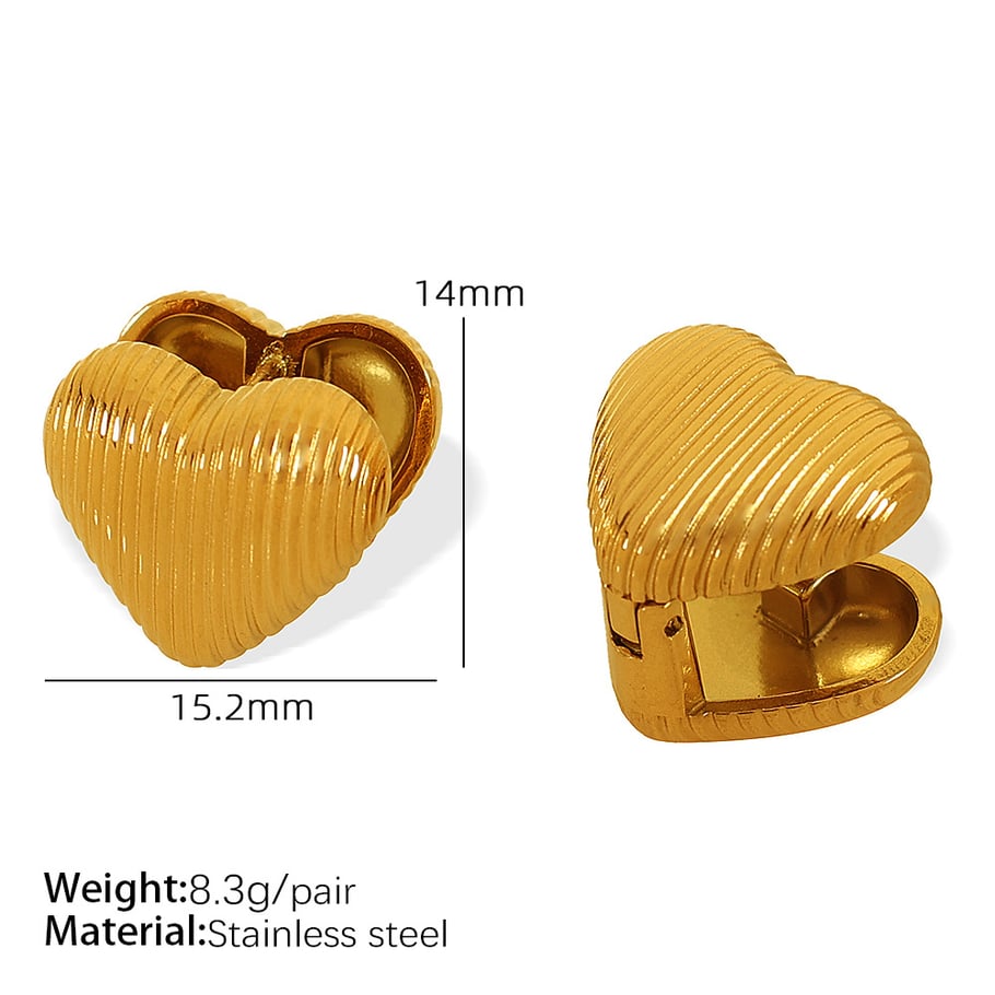 1 Paar Simple Series Simple Heart Edelstahl 18 Karat vergoldet Damen Ohrclips Bild2