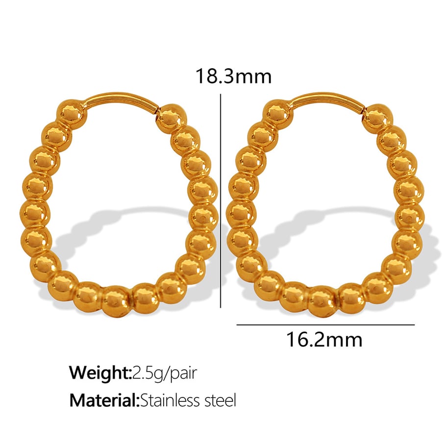 1 Pair Simple Series Classic Geometric Stainless Steel 18K Gold Plated Women Hoop Earrings Picture2