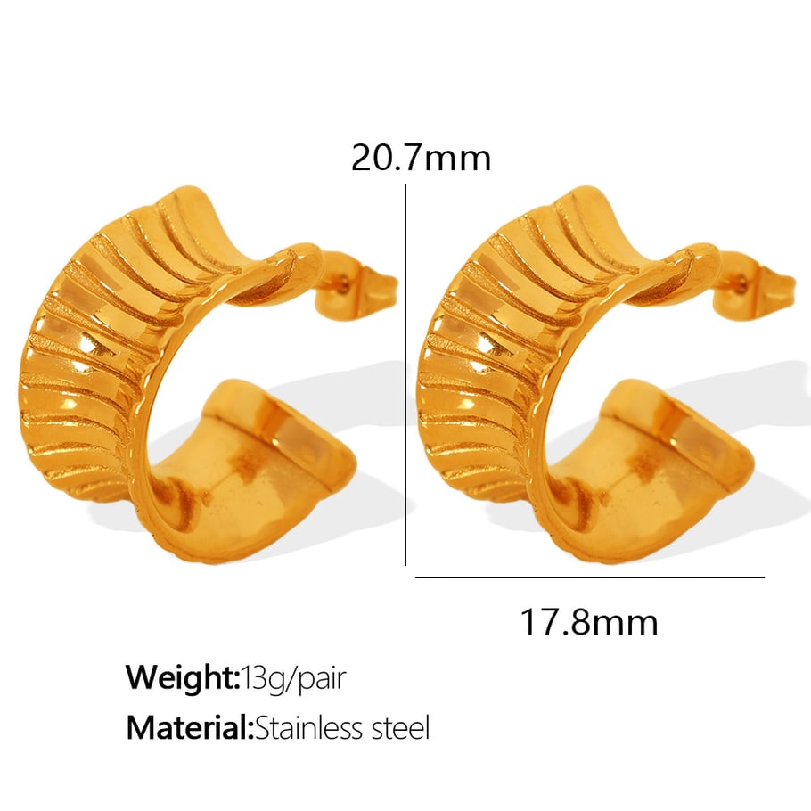 1 pair simple series simple geometric stainless steel  gold plated women hoop earrings Picture2