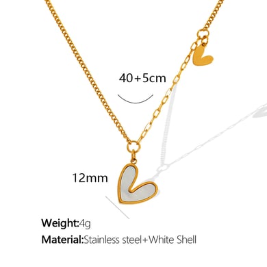 1 Piece Simple Series Simple Heart Stainless Steel 18K Gold Plated Shell Women Pendant Necklaces h5 Picture2