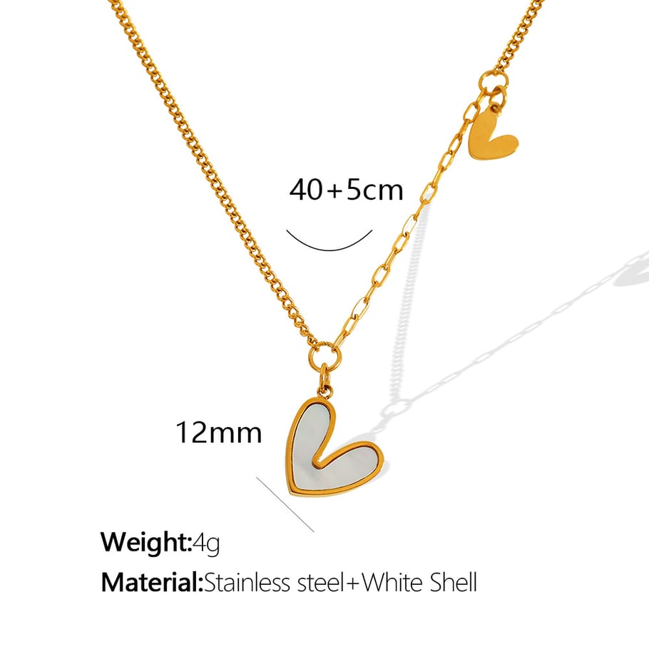 1 Piece Simple Series Simple Heart Stainless Steel 18K Gold Plated Shell Women Pendant Necklaces Picture2