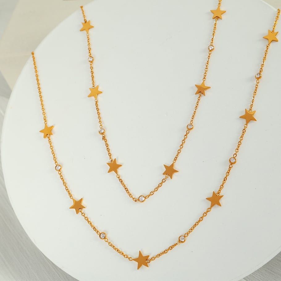 1 Piece Simple Series Simple Sun/Moon Stainless Steel 18K Gold Plated Rhinestone Women Pendant Necklaces 