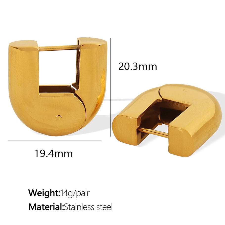 1 Pair Simple Series Simple Geometric Stainless Steel 18K Gold Plated Women Hoop Earrings Picture2
