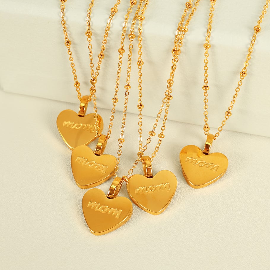 1 Piece Simple Series Simple Heart Stainless Steel 18K Gold Plated Women Pendant Necklaces 