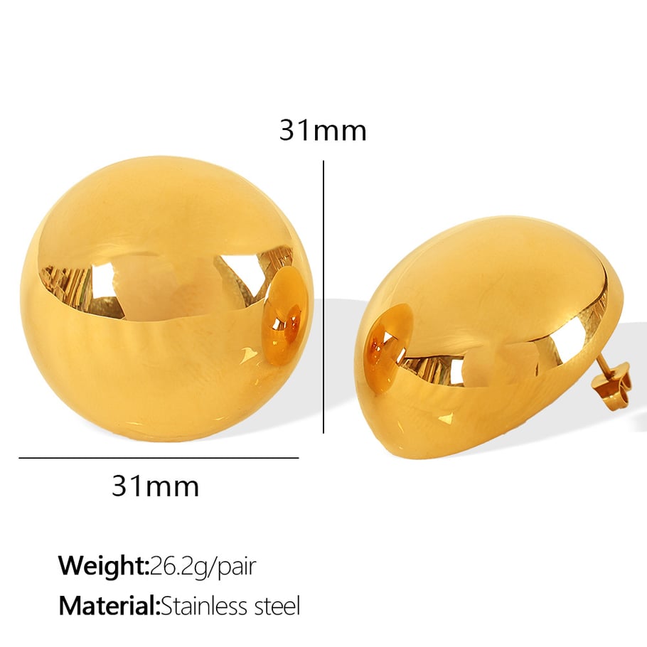 1 Pair Simple Series Simple Solid Color Stainless Steel 18K Gold Plated Women Stud Earrings Picture2