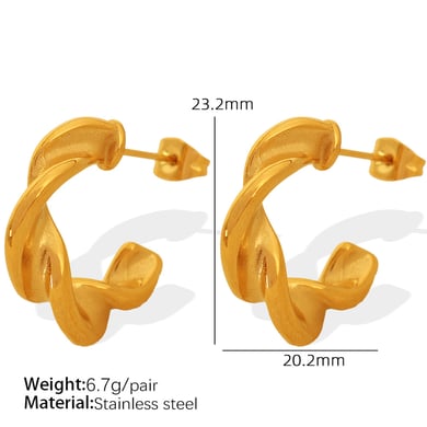1 Pair Simple Series Classic Geometric Stainless Steel 18K Gold Plated Women Hoop Earrings h5 Picture2