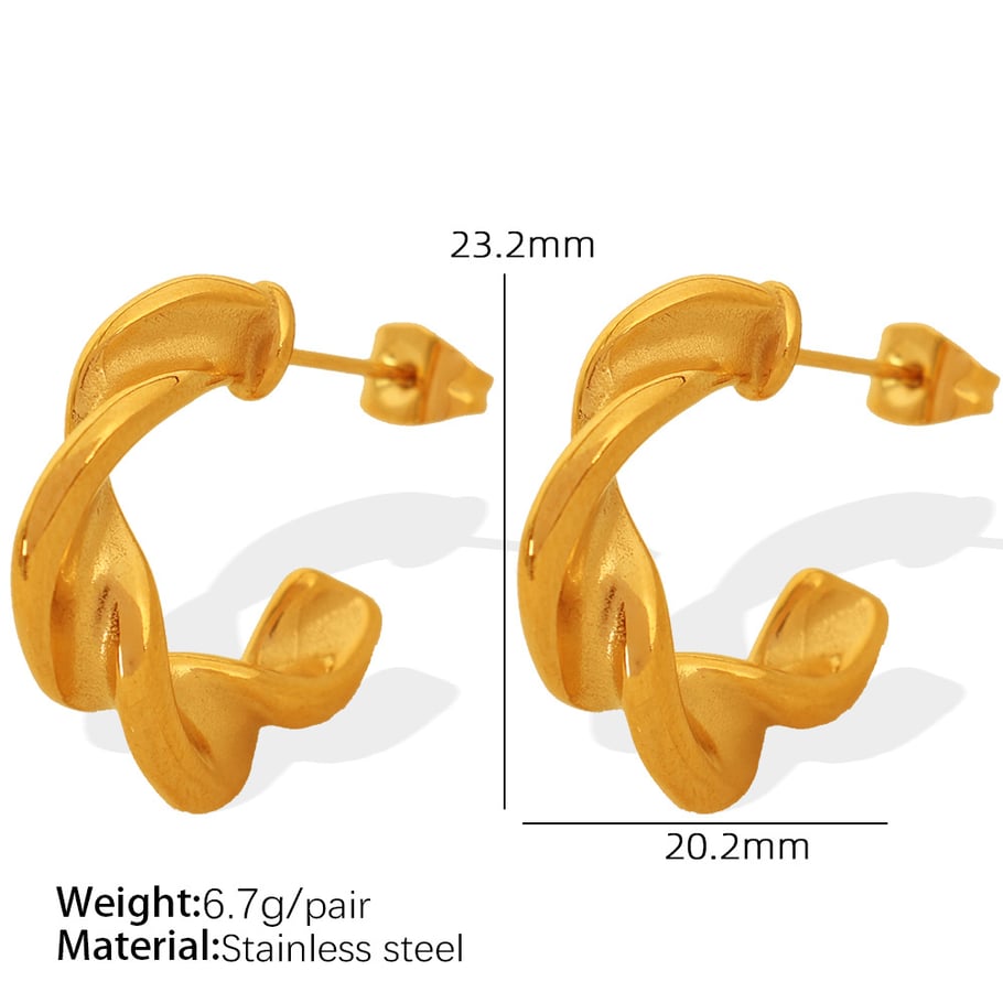 1 Pair Simple Series Classic Geometric Stainless Steel 18K Gold Plated Women Hoop Earrings Picture2