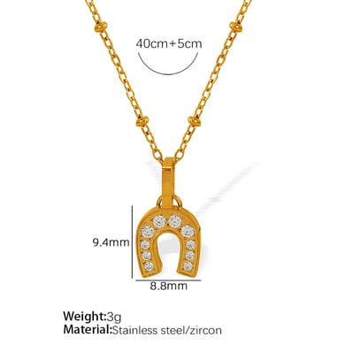 1 Piece Simple Series Simple Geometric Stainless Steel 18K Gold Plated Zircon Women Pendant Necklaces h5 Picture2