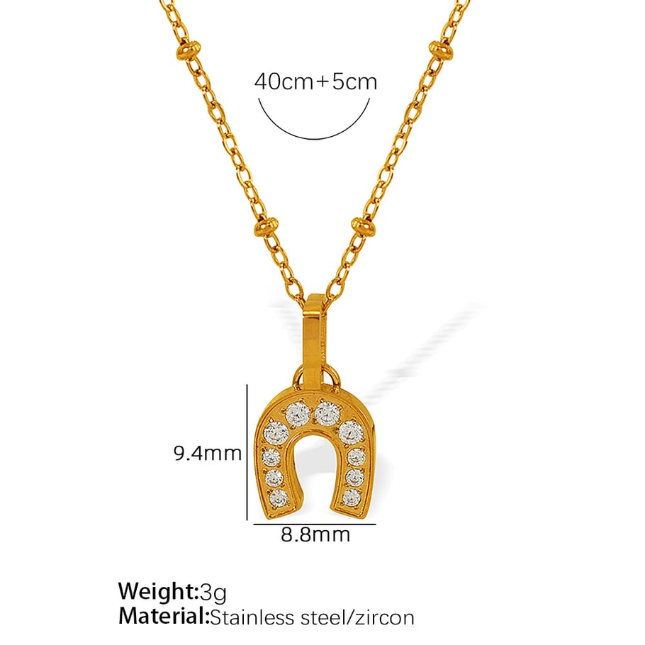1 Piece Simple Series Simple Geometric Stainless Steel 18K Gold Plated Zircon Women Pendant Necklaces Picture2