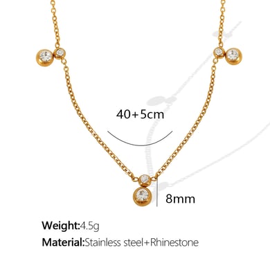 1 Piece Simple Series Simple Geometric Stainless Steel 18K Gold Plated Rhinestone Women Pendant Necklaces h5 Picture2