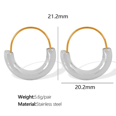 1 Pair Simple Series Simple Geometric Stainless Steel 18K Gold Plated Women Hoop Earrings h5 Picture2