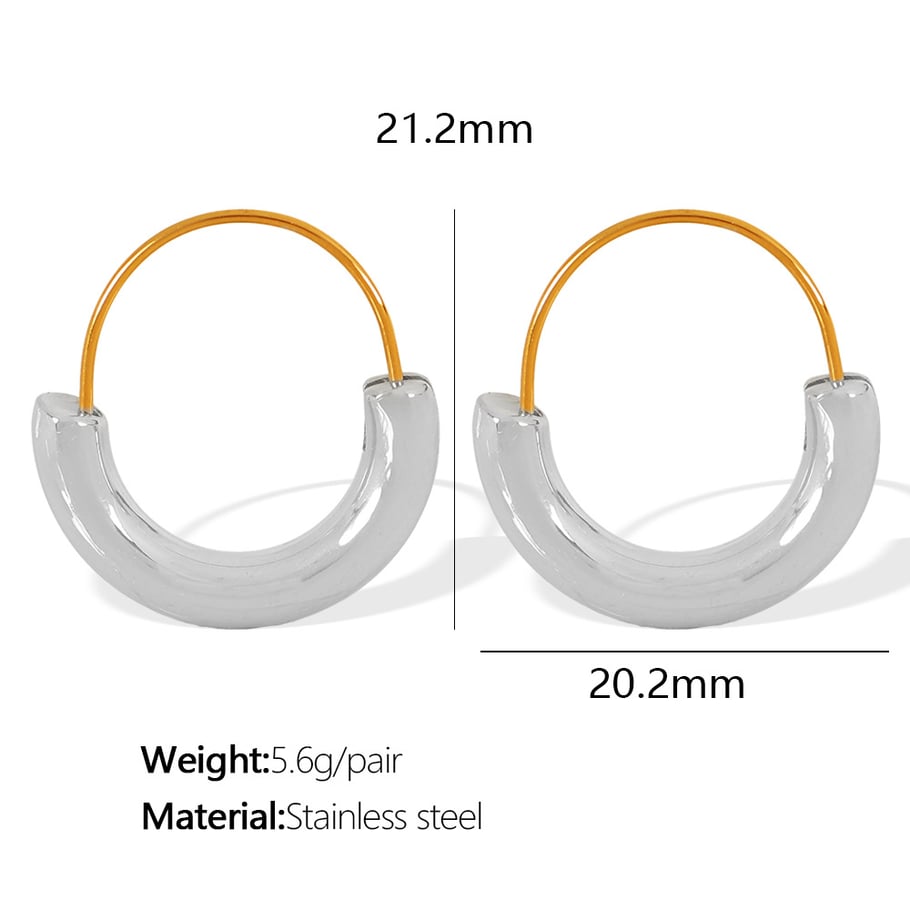 1 Pair Simple Series Simple Geometric Stainless Steel 18K Gold Plated Women Hoop Earrings Picture2