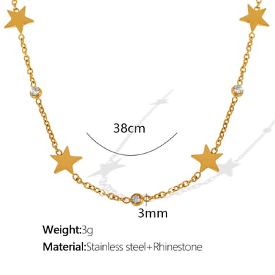 1 Piece Simple Series Simple Sun/Moon Stainless Steel 18K Gold Plated Rhinestone Women Pendant Necklaces h5 Picture2