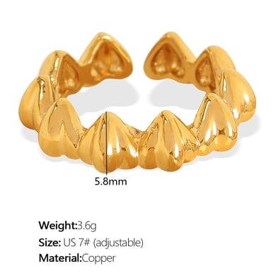 1 Paar Simple Series Simple Heart Kupfer 18 Karat vergoldete verstellbare Damenringe h5 Bild2