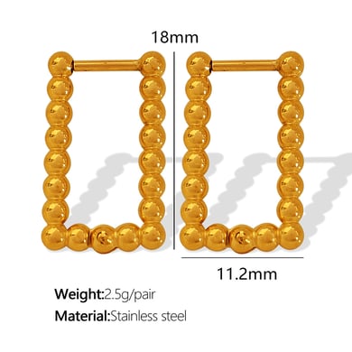 1 pair simple series classic geometric stainless steel  gold plated women hoop earrings h5 Picture2