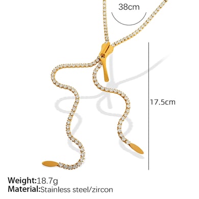 1 Stück Simple Series Einfache Quaste Edelstahl 18 Karat vergoldet Zirkon Damen Kettenhalsketten h5 Bild2