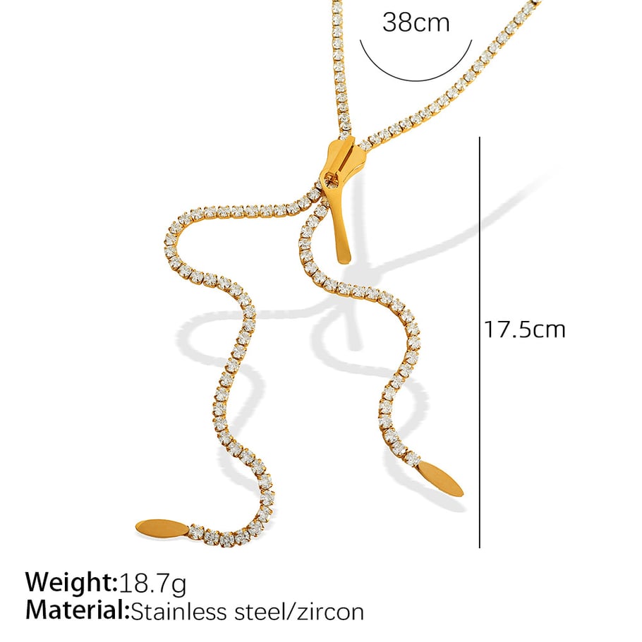 1 Stück Simple Series Einfache Quaste Edelstahl 18 Karat vergoldet Zirkon Damen Kettenhalsketten Bild2