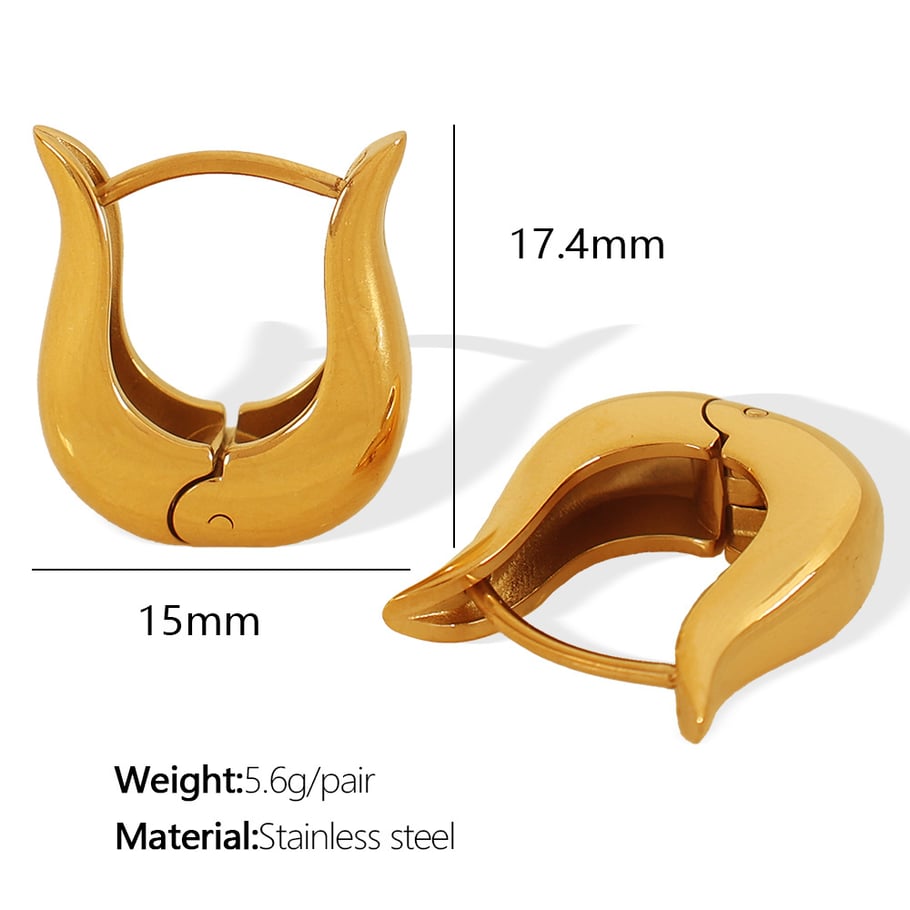 1 pair simple series simple geometric stainless steel  gold plated women hoop earrings Picture2