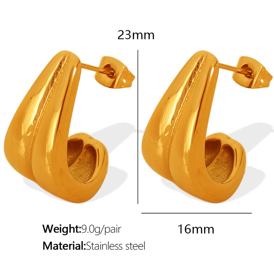 1 Pair Simple Series Simple Geometric Stainless Steel 18K Gold Plated Women Hoop Earrings Picture2