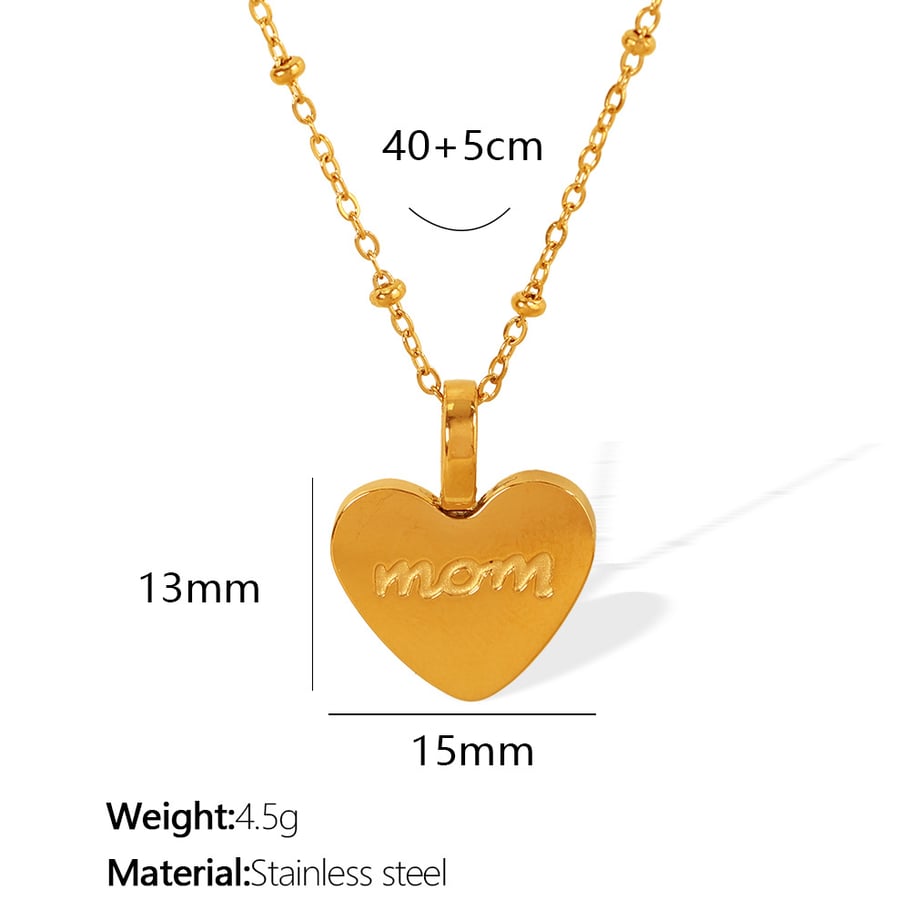 1 Piece Simple Series Simple Heart Stainless Steel 18K Gold Plated Women Pendant Necklaces Picture2