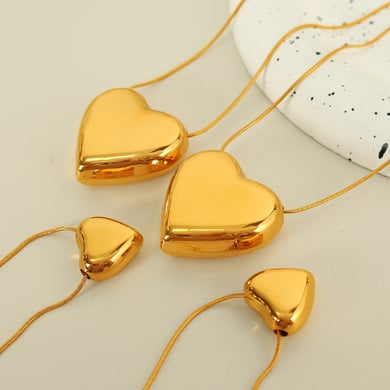 1 Piece Simple Series Simple Heart Stainless Steel 18K Gold Plated Women Pendant Necklaces h5 Picture2