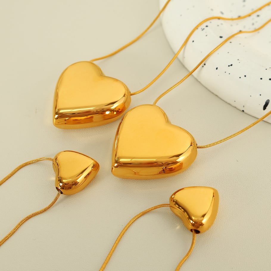 1 Piece Simple Series Simple Heart Stainless Steel 18K Gold Plated Women Pendant Necklaces Picture2