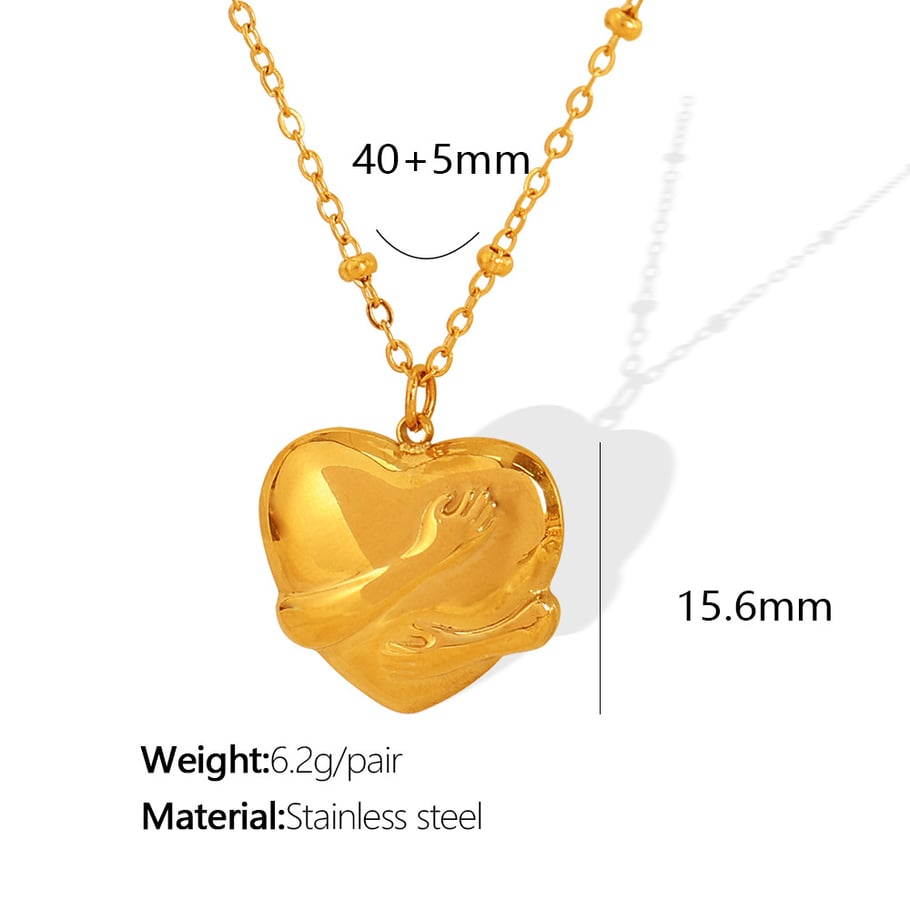 1 Piece Simple Series Retro Heart Titanium Steel 18K Gold Plated Women Pendant Necklaces Picture2