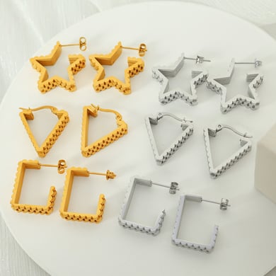 1 Paar einfache geometrische Creolen aus Edelstahl mit 18 Karat Vergoldung für Damen h5 Bild2