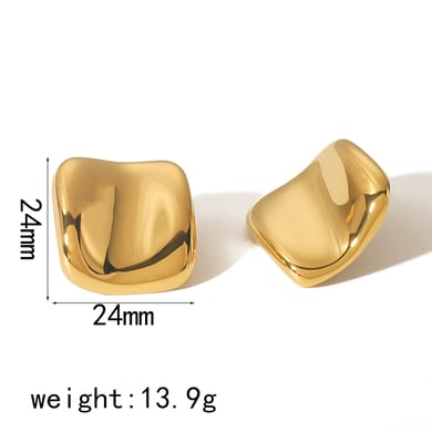 1 pair of simple classic 18k gold-plated stainless steel irregular arc square earrings for women's jewelry for daily wear h5 Picture2