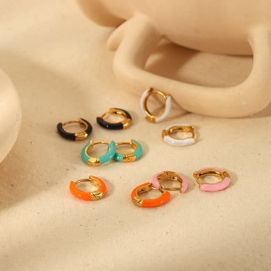 1 pair of sweet and fashionable 18k gold-plated stainless steel colorful oil drop earrings for women jewelry for daily wear h5 Picture2