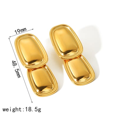 1 pair of personalized classic 18k gold-plated stainless steel glossy geometric rectangular pendant earrings for women's jewelry for daily wear h5 Picture2