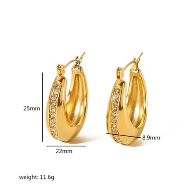 1 pair of classic fashion 18k gold-plated stainless steel polished diamond U-shaped earrings for women's jewelry for daily wear h5 Picture2