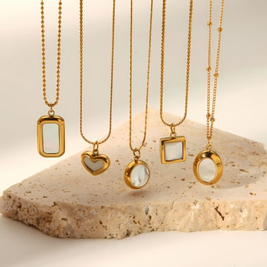 1 Piece Classic Series Retro Geometric 18K Gold Plated Pendant Necklaces h5 Picture2