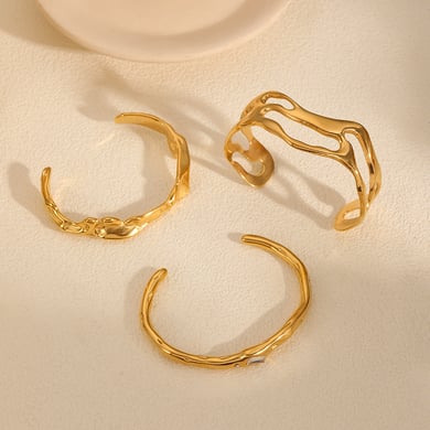 1 Stück Simple Series Leichter Luxus-Stil Ring Edelstahl 18 Karat vergoldet Damen Armreifen h5 Bild2