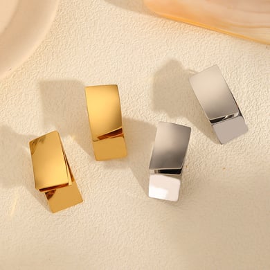 1 Paar Simple Series Leichter Luxus-Stil Viereck Edelstahl 18 Karat vergoldet Damen Ohrstecker h5 Bild2