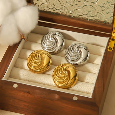 1 Paar Simple Series Tägliche geometrische Edelstahl 18 Karat vergoldete Damen-Ohrstecker h5 Bild2