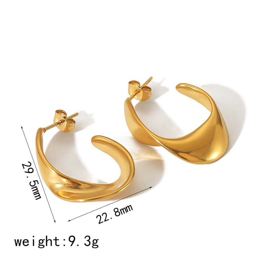 1 Paar klassische, modische, geometrische Ohrringe mit unregelmäßigem Bogen aus 18 Karat vergoldetem Edelstahl für Damenschmuck zum täglichen Tragen Bild2